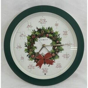 Vtg Howard Miller 13" Carols of Xmas Musical Wall Clock 12 Sounds‎ Of The Season